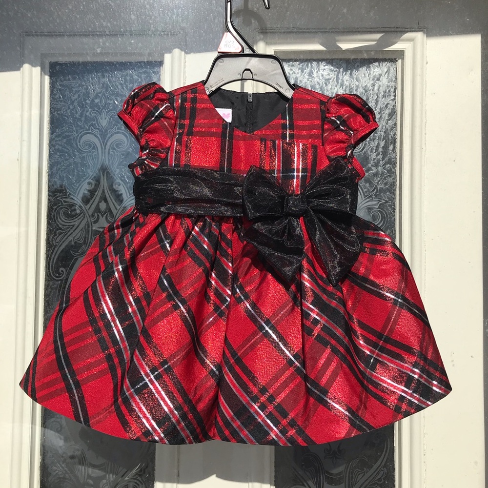 Bonnie Baby 2pc plaid Christmas Holiday dress
